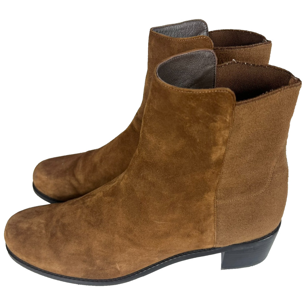 Stuart Weitzman Chelsea Boots Womens 11 Brown Suede Leather Easyon Reserve 5050 - Picture 2 of 9